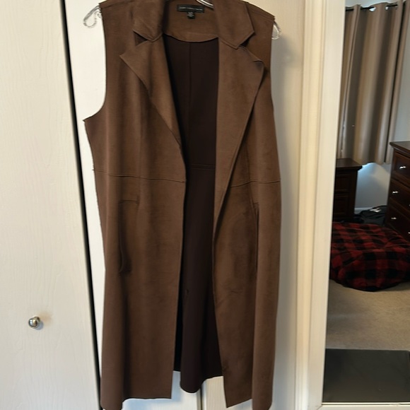Faux suede duster vest. Long - Picture 1 of 2